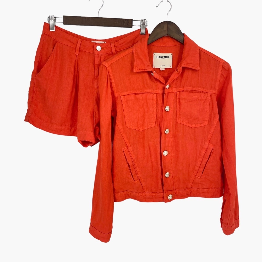 L'Agence Orange Linen Celine Jacket and Zahari Set‎